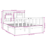 Bed Frame without Mattress Black 135x190 cm Solid Wood - Rear View