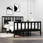 Bed Frame without Mattress Black 135x190 cm Solid Wood