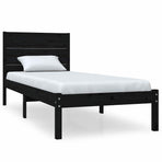 Bed Frame without Mattress Black 90x190 cm Solid Wood