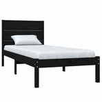 Bed Frame without Mattress Black 90x190 cm Solid Wood
