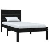 Bed Frame without Mattress Black 90x190 cm Solid Wood - Side View