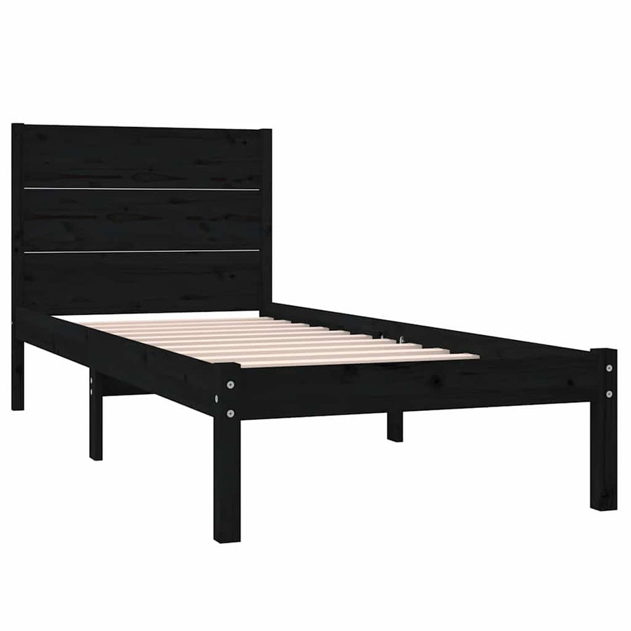 Bed Frame without Mattress Black 90x190 cm Solid Wood