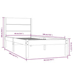 Bed Frame without Mattress Black 90x190 cm Solid Wood