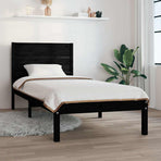 Bed Frame without Mattress Black 90x190 cm Solid Wood