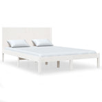 Bed Frame without Mattress White 135x190 cm Solid Wood