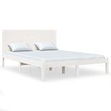Bed Frame without Mattress White 135x190 cm Solid Wood - Front View