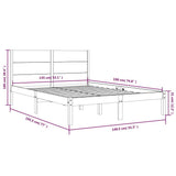 Bed Frame without Mattress Black 135x190 cm Solid Wood - Rear View