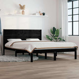 Bed Frame without Mattress Black 135x190 cm Solid Wood