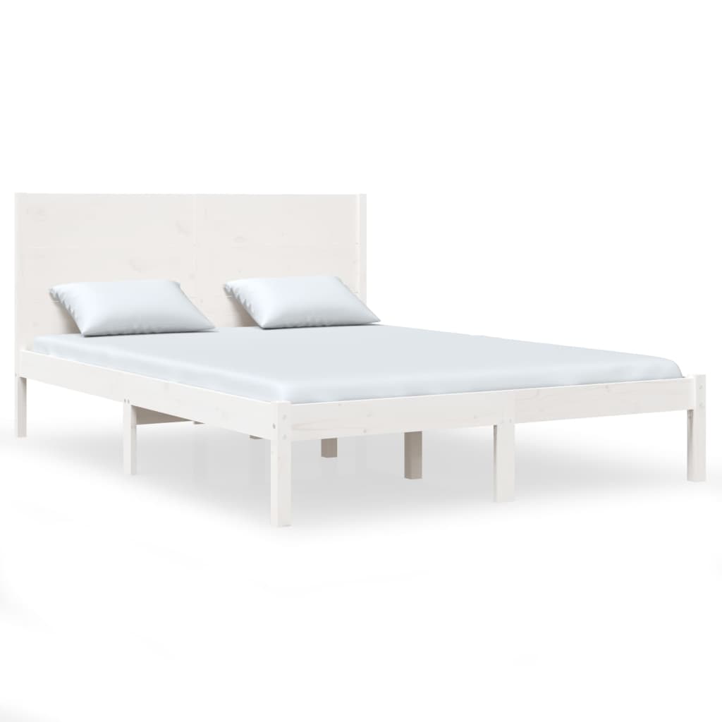 Bed Frame without Mattress White 150x200 cm Solid Wood
