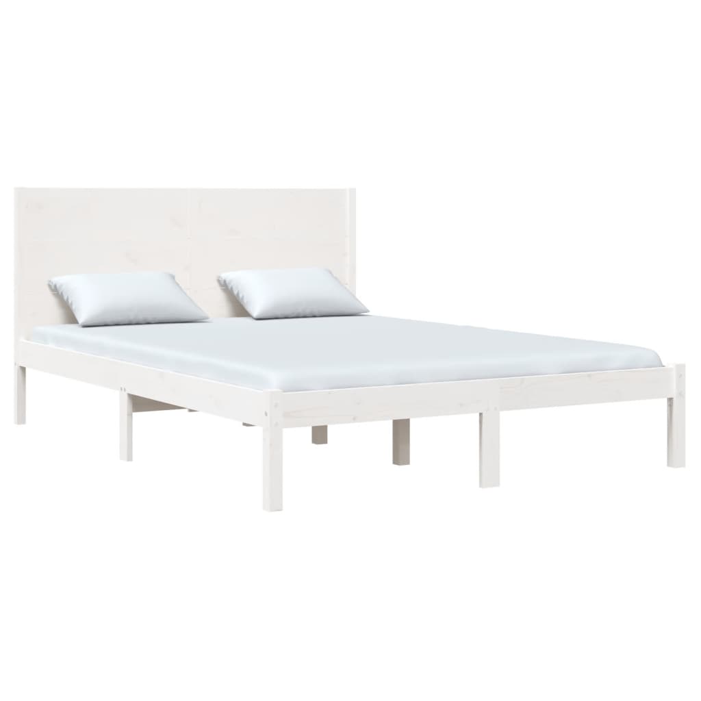 Bed Frame without Mattress White 150x200 cm Solid Wood