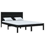 Bed Frame without Mattress Black 150x200 cm Solid Wood