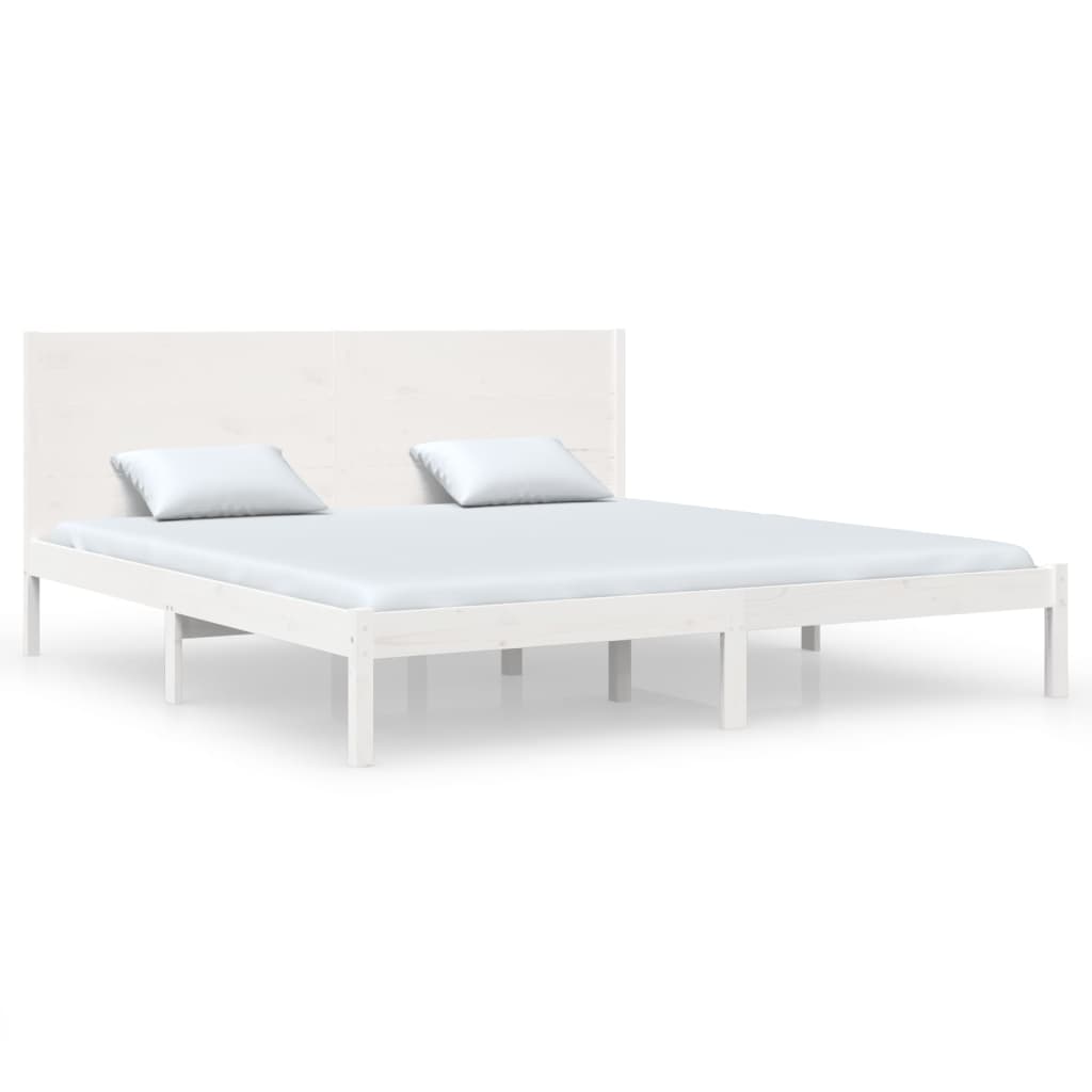 Bed Frame without Mattress White 183x203 cm King Solid Wood