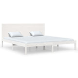 Bed Frame without Mattress White 183x203 cm King Solid Wood