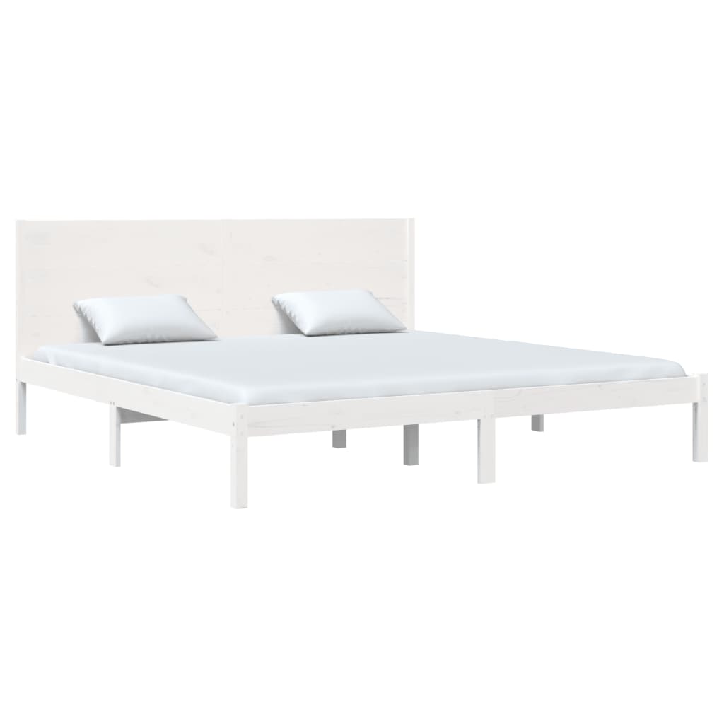 Bed Frame without Mattress White 183x203 cm King Solid Wood