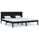 Bed Frame without Mattress Black 183x203 cm King Solid Wood - Front View
