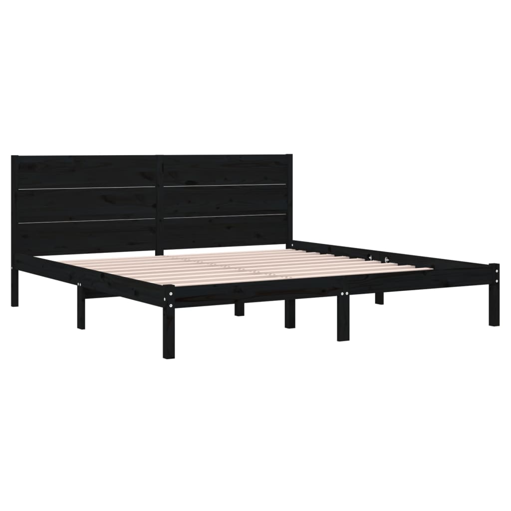 Bed Frame without Mattress Black 183x203 cm King Solid Wood