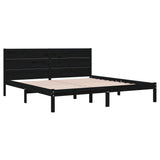 Bed Frame without Mattress Black 183x203 cm King Solid Wood - Top-Down View