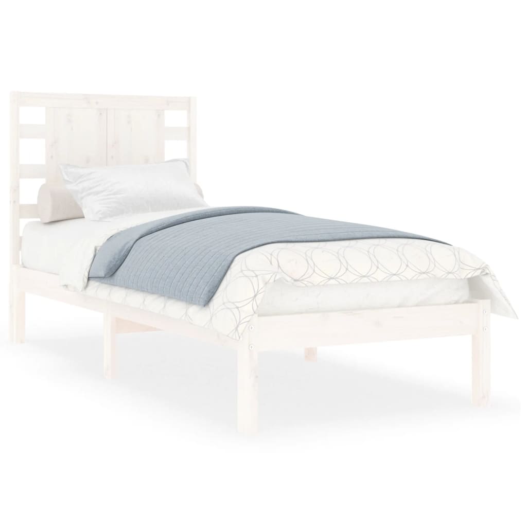 Bed Frame without Mattress White 90x190 cm Solid Wood