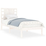 Bed Frame without Mattress White 90x190 cm Solid Wood - Front View