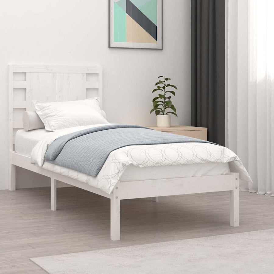 Bed Frame without Mattress White 90x190 cm Solid Wood