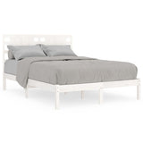 Bed Frame without Mattress White 135x190 cm Solid Wood