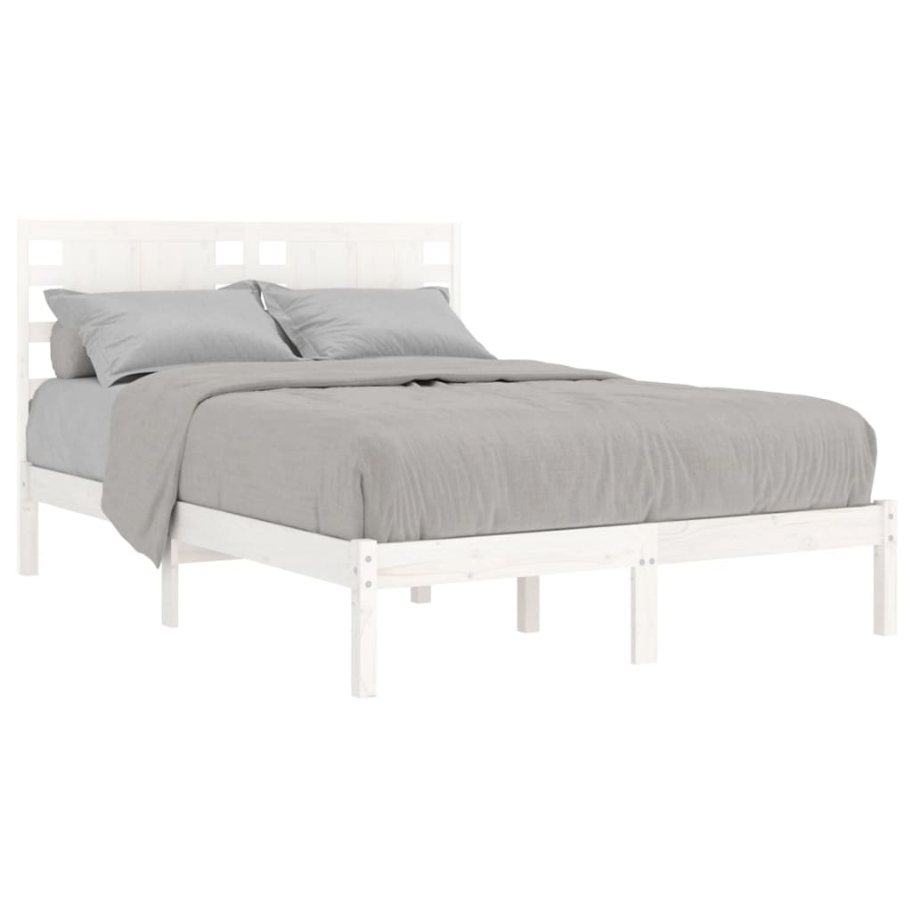 Bed Frame without Mattress White 135x190 cm Solid Wood