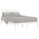 Bed Frame without Mattress White 135x190 cm Solid Wood