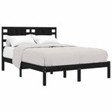 Bed Frame without Mattress Black 135x190 cm Solid Wood