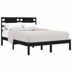 Bed Frame without Mattress Black 135x190 cm Solid Wood