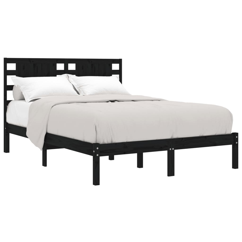 Bed Frame without Mattress Black 183x203 cm King Solid Wood