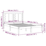 Bed Frame without Mattress Black 183x203 cm King Solid Wood - Rear View