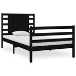 Bed Frame without Mattress Black 90x190 cm Solid Wood Pine