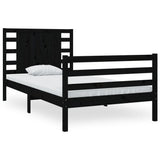 Bed Frame without Mattress Black 90x190 cm Solid Wood Pine - Front View