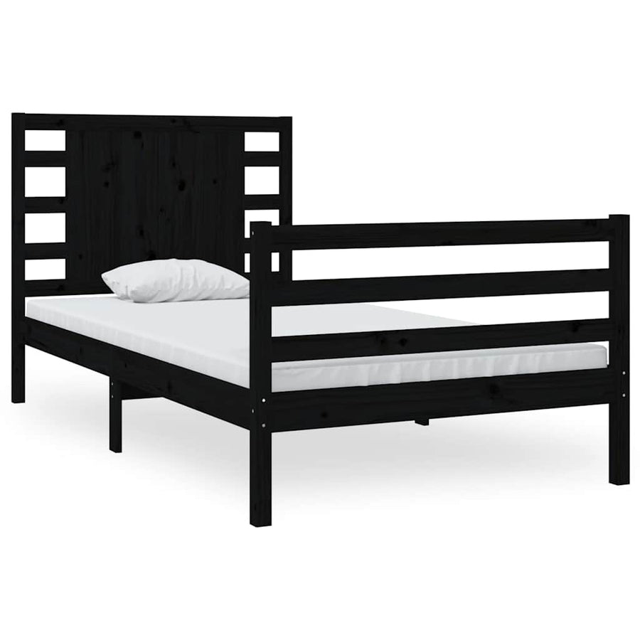 Bed Frame without Mattress Black 90x190 cm Solid Wood Pine