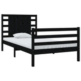 Bed Frame without Mattress Black 90x190 cm Solid Wood Pine