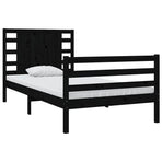 Bed Frame without Mattress Black 90x190 cm Solid Wood Pine