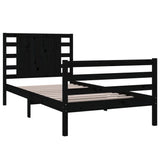 Bed Frame without Mattress Black 90x190 cm Solid Wood Pine
