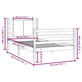 Bed Frame without Mattress Black 90x190 cm Solid Wood Pine