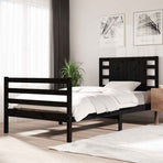 Bed Frame without Mattress Black 90x190 cm Solid Wood Pine