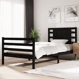 Bed Frame without Mattress Black 90x190 cm Solid Wood Pine