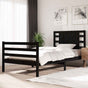 Bed Frame without Mattress Black 90x190 cm Solid Wood Pine