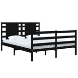 Bed Frame without Mattress Black 135x190 cm Solid Wood Pine - Side View