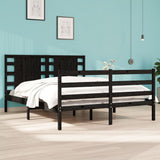 Bed Frame without Mattress Black 135x190 cm Solid Wood Pine