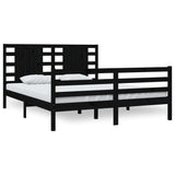 Bed Frame without Mattress Black 150x200 cm Solid Wood Pine