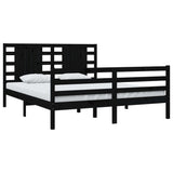 Bed Frame without Mattress Black 150x200 cm Solid Wood Pine