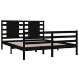 Bed Frame without Mattress Black 150x200 cm Solid Wood Pine - Top-Down View
