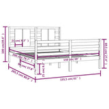 Bed Frame without Mattress Black 150x200 cm Solid Wood Pine