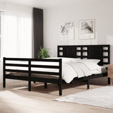 Bed Frame without Mattress Black 150x200 cm Solid Wood Pine