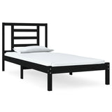 Bed Frame without Mattress Black 90x190 cm Solid Wood Pine