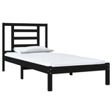 Bed Frame without Mattress Black 90x190 cm Solid Wood Pine